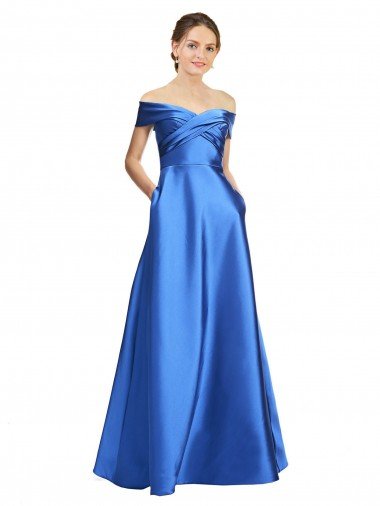 Cheapest Sleeveless Off the Shoulder Ball Gown Formal Satin Bridesmaid Dress / Prom Dress UK