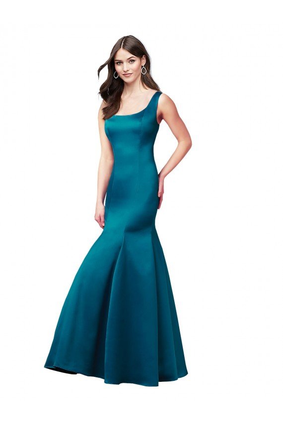 Cheapest Long Sleek Satin Bridesmaid Dress / Prom Dress with U-Back UK