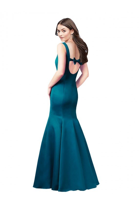 Cheapest Long Sleek Satin Bridesmaid Dress / Prom Dress with U-Back UK
