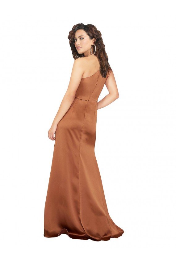 Cheapest One Shoulder Formal Silky Satin Bridesmaid Dress / Prom Dress UK