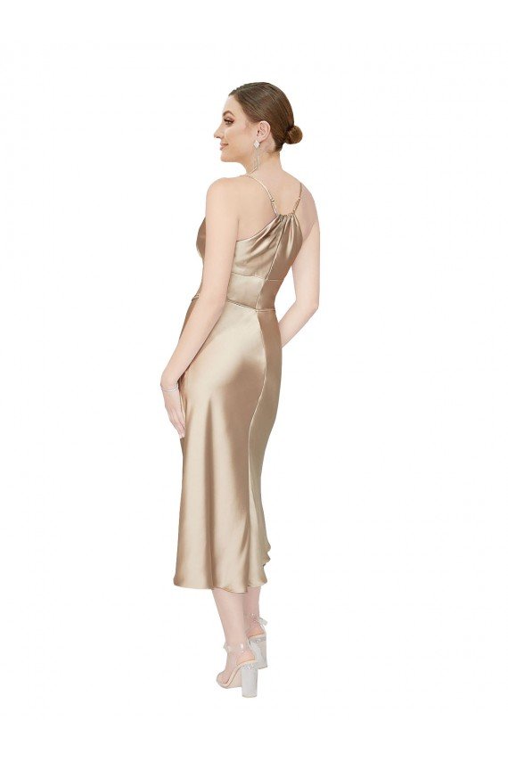 Cheapest Empire Waist Formal Silky Satin Cocktail Midi Bridesmaid Dress / Prom Dress UK