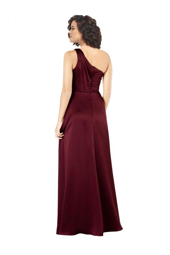 Cheapest One Shoulder Formal Silky Satin Bridesmaid Dress / Prom Dress with Subtle Pleats UK