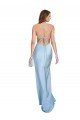 Cheapest Open Back with Ties Cowl Neck Sheath Formal Silky Satin Long Bridessmaid Dress UK