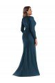 Cheapest Long Sleeves Draped Wrap Formal Silky Satin Mermaid Bridesmaid Dress / Prom Dress with Front Slit UK