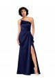 Cheapest One Shoulder Formal Silky Satin Bridesmaid Dress / Prom Dress with Skirt Slit UK