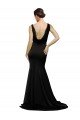 Cheapest V-Neck Full Length Formal Silky Satin Bridesmaid Dress / Prom Dress with Soft Cowl Neck and Sweep Train UK