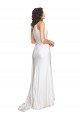 Cheapest One Shoulder Floor Length Silky Satin Wedding Dress with Side Slit UK