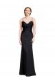 Cheapest Long Chiffon Bridesmaid Dress / Prom Dress with Lace Bodice and Curved V-Neckline UK