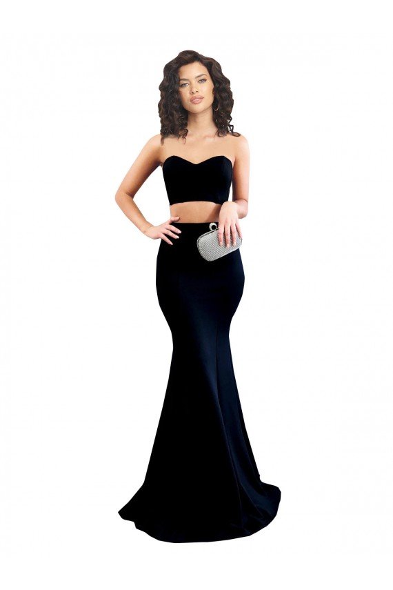 Cheapest Two Piece High Neck Formal Crepe Bridesmaid Dress / Prom Dress UK