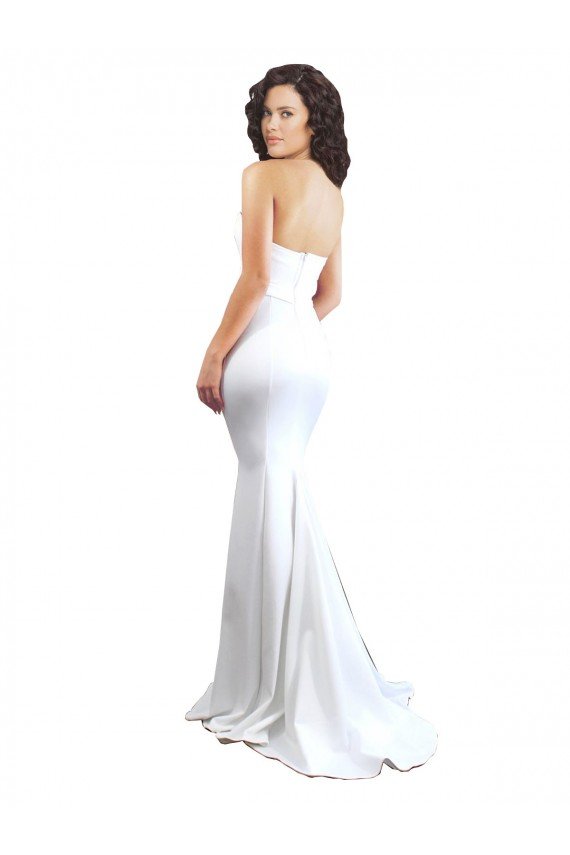 Cheapest Sweetheart Strapless High Neck Long Formal Crepe Bridesmaid Dress / Prom Dress UK