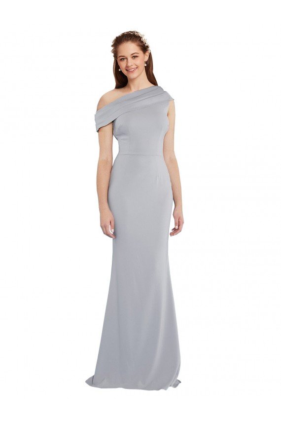 Cheapest Off the Shoulder Asymmetrical Mermaid Formal Crepe Bridesmaid Dress / Prom Dress UK