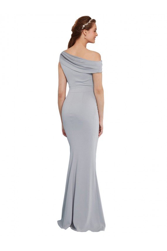 Cheapest Off the Shoulder Asymmetrical Mermaid Formal Crepe Bridesmaid Dress / Prom Dress UK