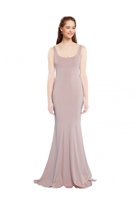 Cheapest Sleeveless Scoop Neck Fully Lined Formal Crepe Bridesmaid Dress / Prom Dress UK