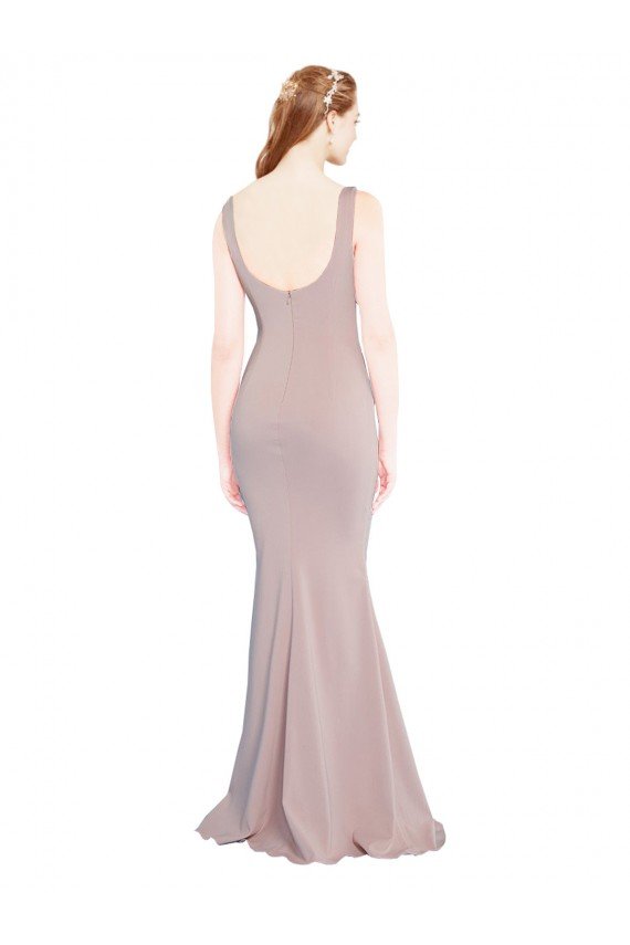 Cheapest Sleeveless Scoop Neck Fully Lined Formal Crepe Bridesmaid Dress / Prom Dress UK