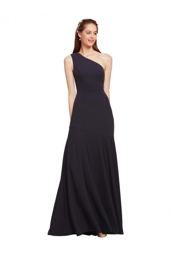 Cheapest Fit and Flare Formal Crepe Bridesmaid Dress / Prom Dress with One Shoulder UK