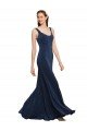 Cheapest Fit and Flare Long Formal Crepe Bridesmaid Dress / Prom Dress with Round Neck UK