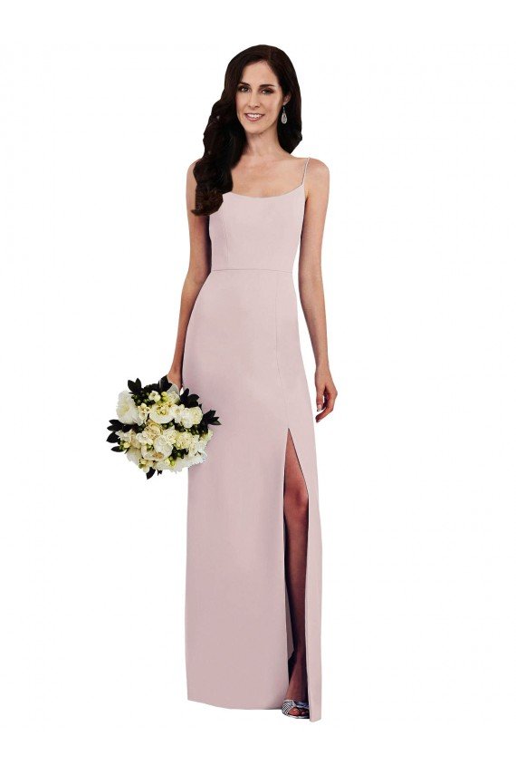 Cheapest Spaghetti Strap V Back Formal Crepe Bridesmaid Dress / Prom Dress with Front Slit UK