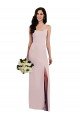 Cheapest Spaghetti Strap V Back Formal Crepe Bridesmaid Dress / Prom Dress with Front Slit UK