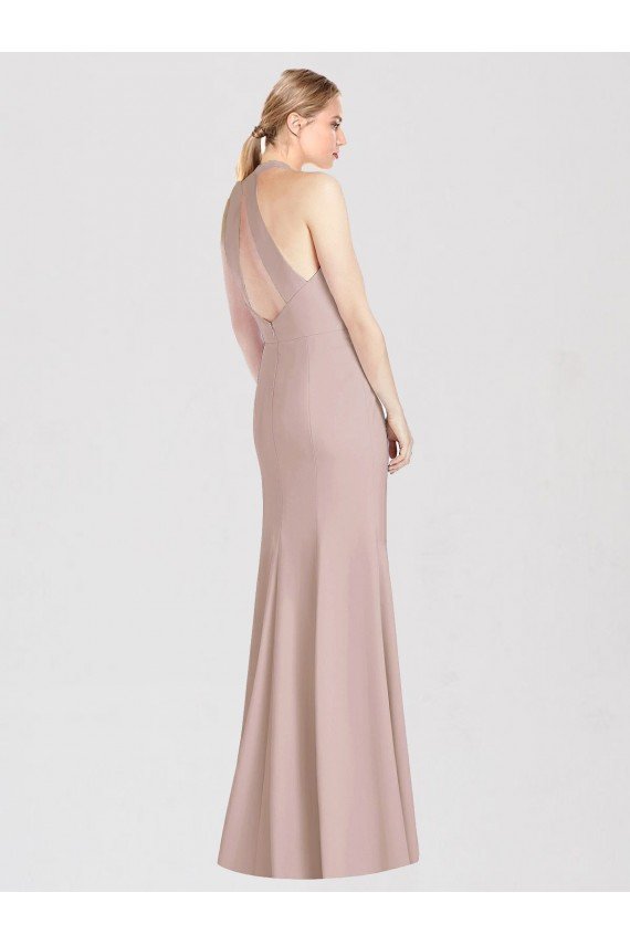 Cheapest High Neck Cutout Halter Trumpet Bridesmaid Dress UK