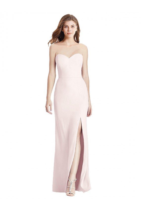 Cheapest Strapless Crepe Trumpet Bridesmaid Dress / Prom Dress with Front Slit UK