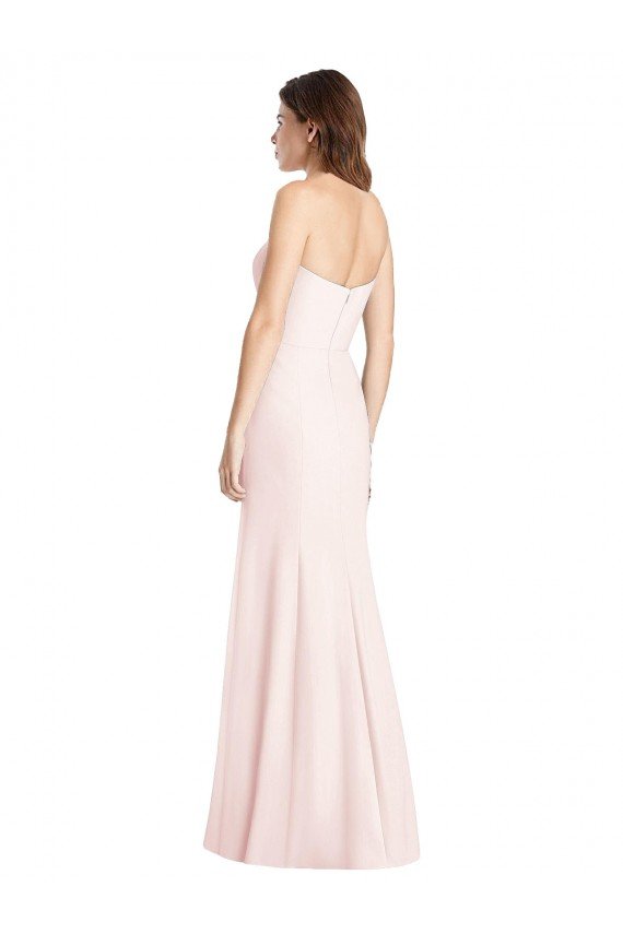Cheapest Strapless Crepe Trumpet Bridesmaid Dress / Prom Dress with Front Slit UK