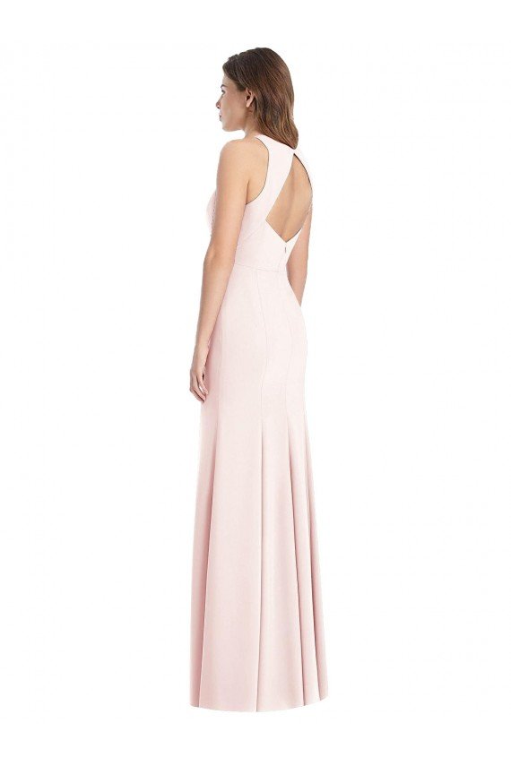 Cheapest Diamond Cutout Back Trumpet Bridesmaid Dress / Prom Dress with Front Slit UK