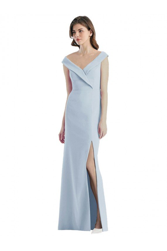 Cheapest Romantic Off the Shoulder Long Maxi Bridesmaid Dress with Side Slit UK