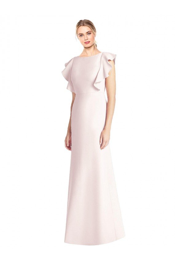 Cheapest Ruffle Cap Sleeves Open Back Trumpet Bridesmaid Dress / Prom Dress UK