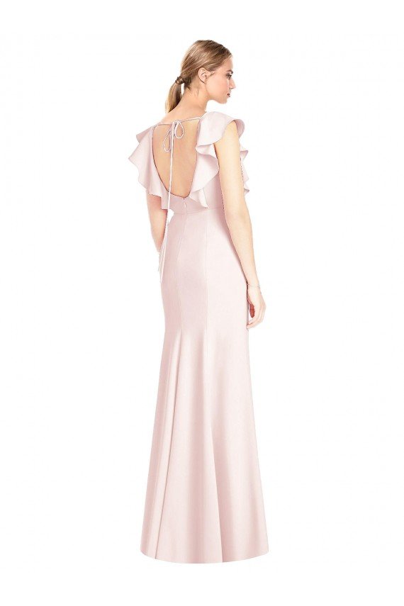 Cheapest Ruffle Cap Sleeves Open Back Trumpet Bridesmaid Dress / Prom Dress UK