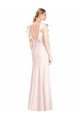 Cheapest Ruffle Cap Sleeves Open Back Trumpet Bridesmaid Dress / Prom Dress UK