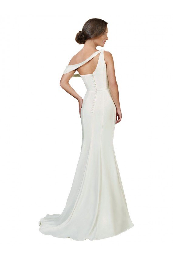 Cheapest One Shoulder Formal Crepe Bridesmaid Dress / Prom Dress with Draped Off the Shoulder Strap UK