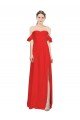 Cheapest Double Ruffle Flounce Sleeves Formal Crepe Bridesmaid Dress / Prom Dress with Slit UK