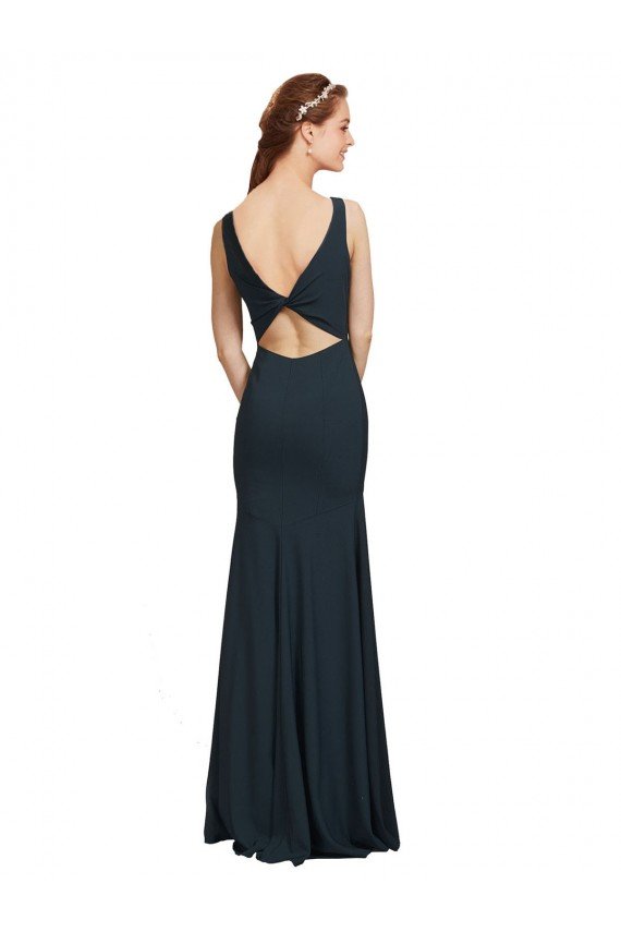 Cheapest Sleeveless Bateau Neckline Crepe Bridesmaid Dress / Prom Dress with Twist Back UK