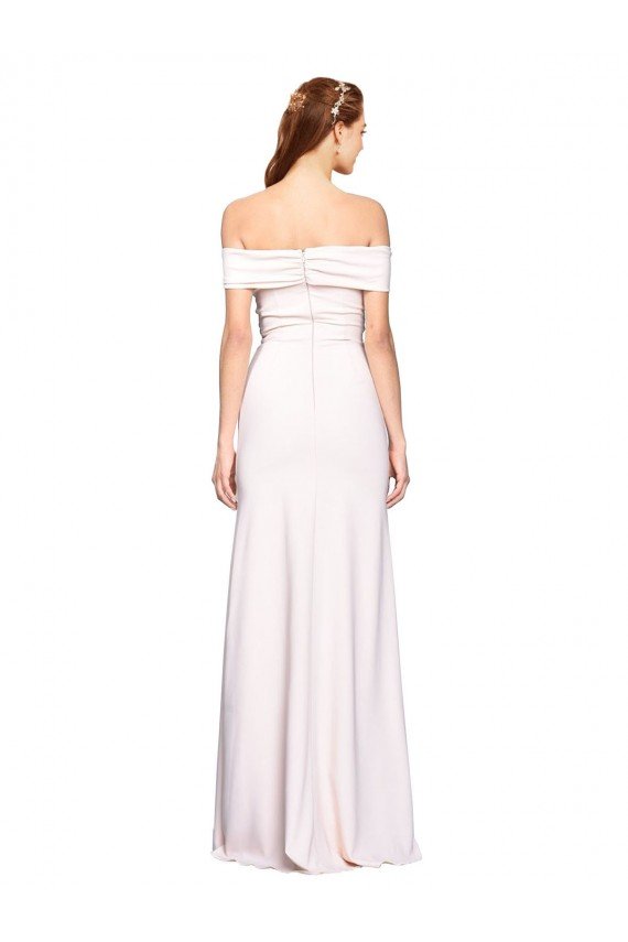 Cheapest Criss Cross Off the Shoulder Formal Crepe Bridesmaid Dress / Prom Dress with Side Slit UK
