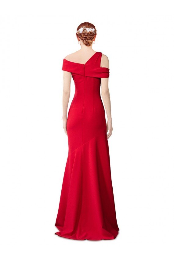 Cheapest Sleeveless Ruched Formal Crepe Mermaid Bridesmaid Dress / Prom Dress with Off The Shoulder Detail UK