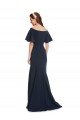 Cheapest Off the Shoulder Formal Crepe Bridesmaid Dress / Prom Dress with Short Ruffle Sleeves. UK