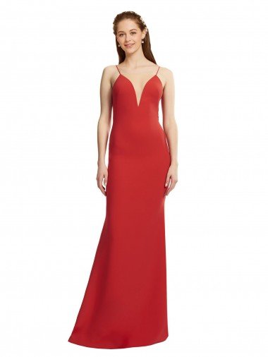 Cheapest Mermaid Plunging V-Neck Formal Crepe Bridesmaid Dress / Prom Dress with Wide Open Back UK