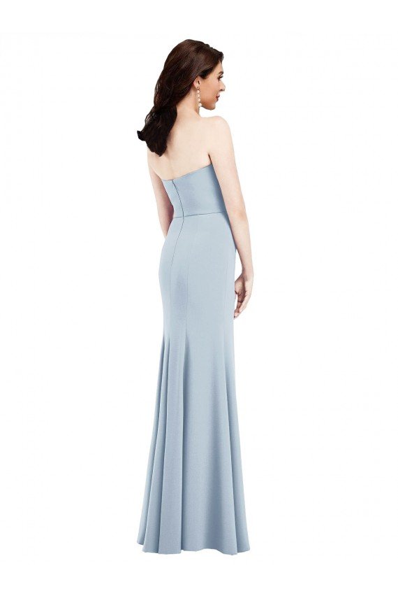 Cheapest Strapless Notch Crepe Bridesmaid Dress / Prom Dress with Front Slit UK