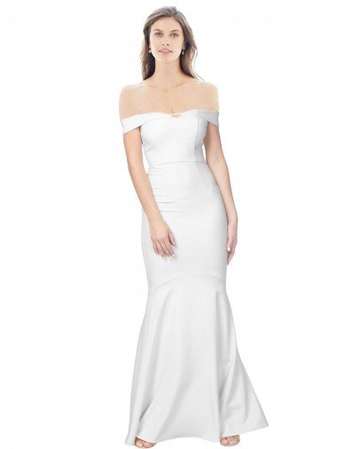 Cheapest Mermaid Off the Shoulder Long Formal Crepe Bridesmaid Dress / Prom Dress with Low Back UK