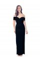Cheapest Off the Shoulder Long Full Length Formal Crepe Bridesmaid Dress / Prom Dress with Side Split UK