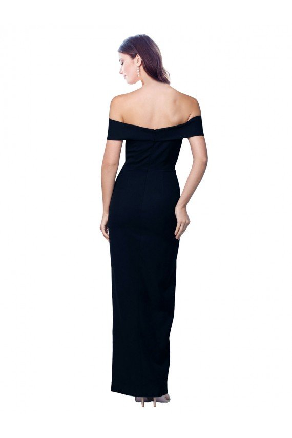 Cheapest Off the Shoulder Long Full Length Formal Crepe Bridesmaid Dress / Prom Dress with Side Split UK