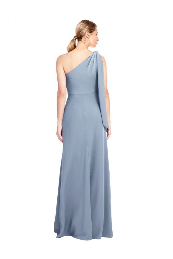Cheapest Draped Flutter Sleeves One Shoulder Stretch Formal Crepe Bridesmaid Dress / Prom Dress UK