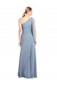 Cheapest Draped Flutter Sleeves One Shoulder Stretch Formal Crepe Bridesmaid Dress / Prom Dress UK