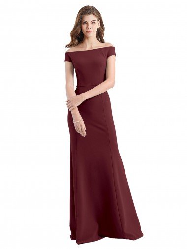 Cheapest Off the Shoulder Fit and Flare Stretch Crepe Bridesmaid Dress / Prom Dress UK
