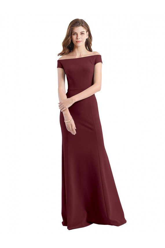 Cheapest Off the Shoulder Fit and Flare Stretch Crepe Bridesmaid Dress / Prom Dress UK