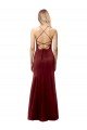 Cheapest Fit and Flare Halter Neckline Stretch Formal Crepe Bridesmaid Dress / Prom Dress with Strappy Back UK