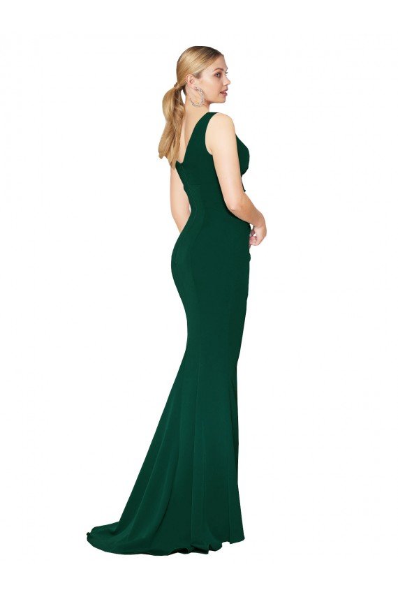Cheapest V-Neck Floor Length Long Formal Crepe Mermaid Bridesmaid Dress / Prom Dress UK
