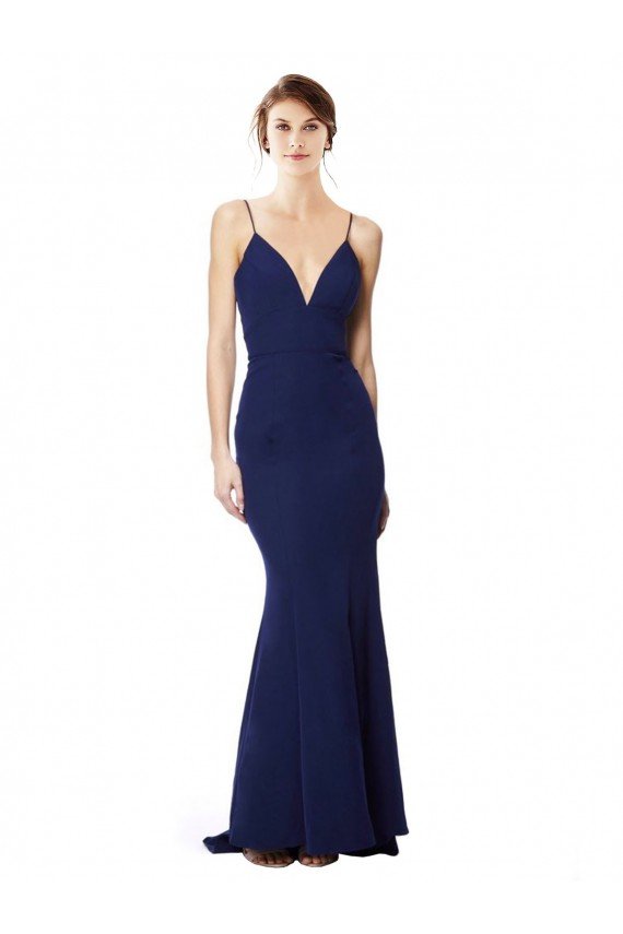 Cheapest Deep V-Neck Spaghetti Straps Mermaid Formal Crepe Bridesmaid Dress / Prom Dress UK