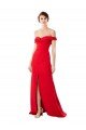 Cheapest Off the Shoulder Chapel Train Formal Crepe Bridesmaid Dress / Prom Dress with Thigh-High slit UK