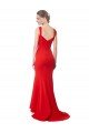 Cheapest Long Chapel Train Fishtail Maxi Formal Crepe Bridesmaid Dress / Prom Dress with Sweetheart Neckline UK